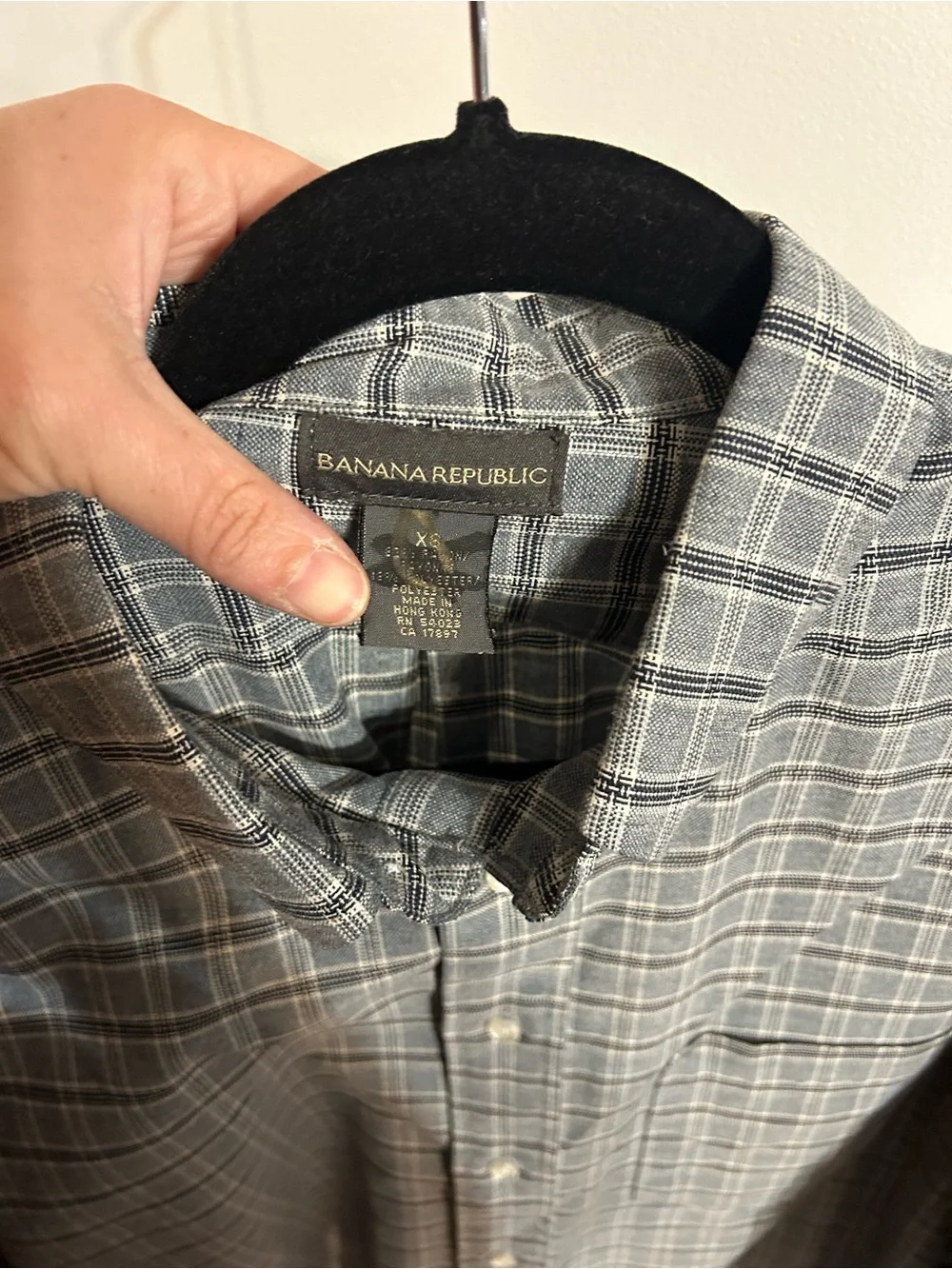 Banana Republic Gray Plaid Button-Down Dress Shirt